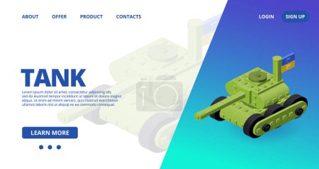 Illustration for Web template with a blue tank. Vector illustration - Royalty Free Image