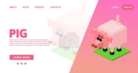 Web template with a pig. Vector illustration
