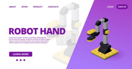 Web template with a robot hand. Vector illustration