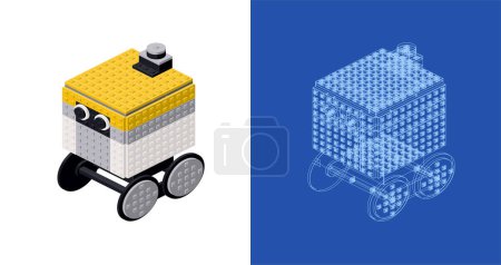 Robot courier project for print and decoration. Vector