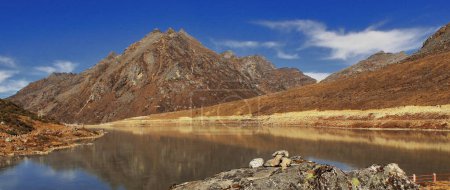 Photo for Sela lake, the beautiful lake is popular tourist destination of tawang, surrounded by himalaya mountains in arunachal pradesh, north east india - Royalty Free Image