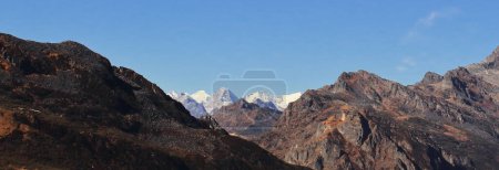 Photo for Panoramic view of beautiful himalaya mountains, remote countryside area of tawang district in arunachal pradesh, north east india - Royalty Free Image