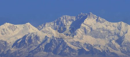 majestic snowcapped himalaya mountains, beautiful sleeping buddha range or mount kangchenjunga (world 3rd highest peak) from darjeeling in india
