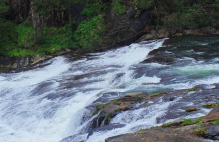 pykara wasserfall, die wunderschöne kaskade am pykara fluss am fuße der nilgiri berge, umgeben von kiefernwäldern, ruoty, tamilnadu in indien