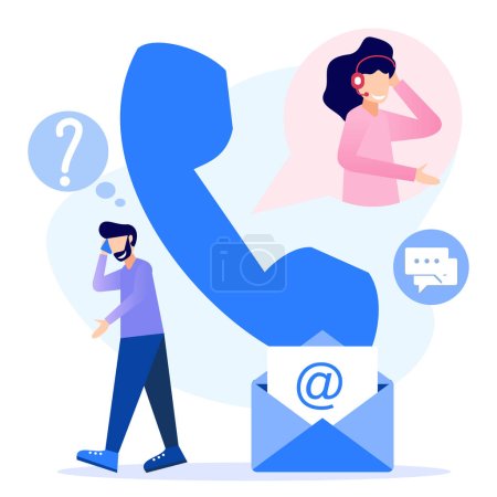 Modern style vector illustration. Contact the person on the communication device. contact list of people on the phone, Contact us. For websites, landing pages, UI, mobile apps, posters, banners.
