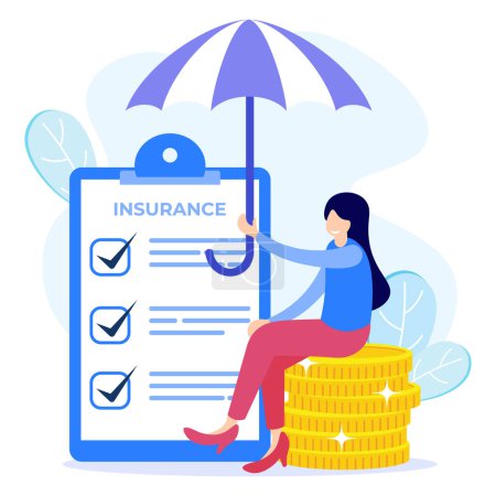 Vector illustration of modern style, money protection concept, treasure, financial savings insurance, safe business economy for business people.