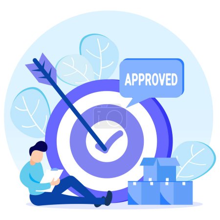 Acceptance and approval concept flat vector illustration. People character with happy feeling.