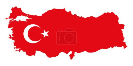 Téléchargez les illustrations : Drapeau Turquie. Silhouette de dinde. Symbole Turkiye en rouge. Tremblement de terre à Turkiye. Silhouette de carte. Soutenir la carte Turquie - en licence libre de droit