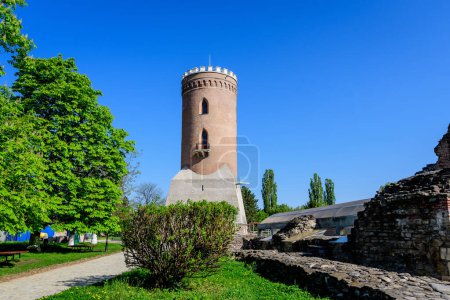 Photo for The Chindia Tower or Turnul Chindiei, old buildings and ruins at Targoviste Royal Court (Curtea Domneasca) in Chindia Park (Parcul Chindia) in the historical part of the city  in a sunny spring  day, in Romania - Royalty Free Image