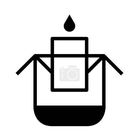 Drip coffee bag on cup with drop of water icon. Pour boiled water through paper sachet symbol