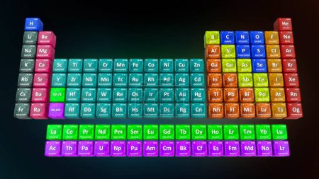Photo for 3d illustration of periodic table isolated in black background - Royalty Free Image