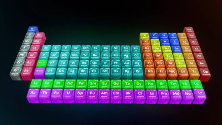 Photo for 3d illustration of periodic table isolated in black background - Royalty Free Image