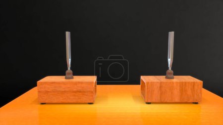 Photo for 3d rendered illustration of Tuning Forks on Resonance Boxes - Royalty Free Image