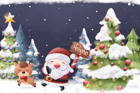 Foto de Tarjeta de felicitación de Navidad alegre Ilustración y antecedentes - Imagen libre de derechos