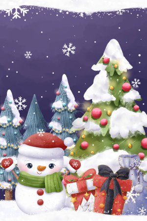 Téléchargez les photos : Joyeux Noël Carte de voeux Illustration et arrière-plan - en image libre de droit