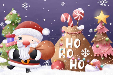 Téléchargez les photos : Joyeux Noël Carte de voeux Illustration et arrière-plan - en image libre de droit