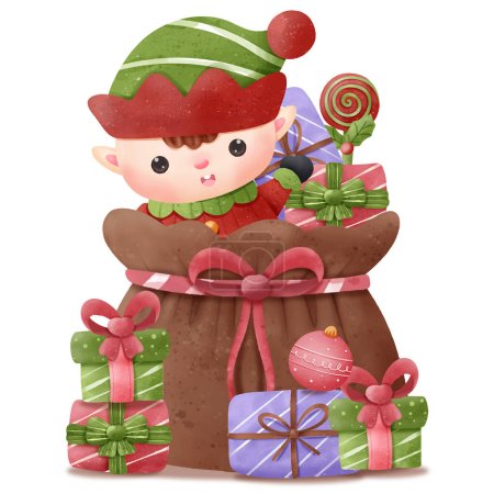 Téléchargez les illustrations : Série de Noël Mignon Santa Little helper - en licence libre de droit