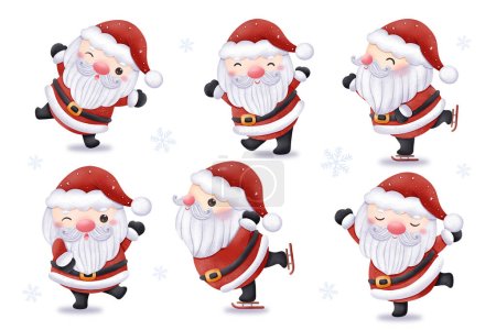 Cute Santa Claus Illustration Set