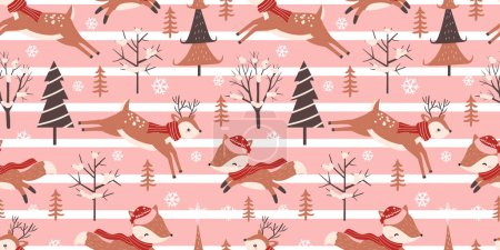 Illustration for Winter and Christmas Themed Seamless Pattern - Royalty Free Image