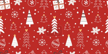 Illustration for Winter and Christmas Themed Seamless Pattern - Royalty Free Image