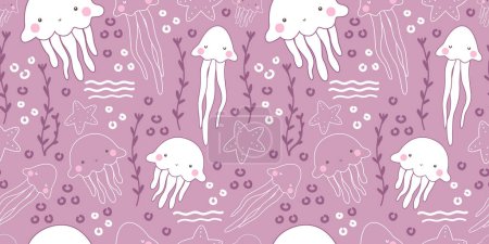 Illustration for Cute ocean life seamless pattern - Royalty Free Image