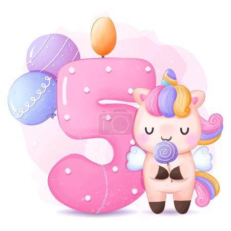 Illustration for Cute Unicorns Birthday Party Illustration - Royalty Free Image