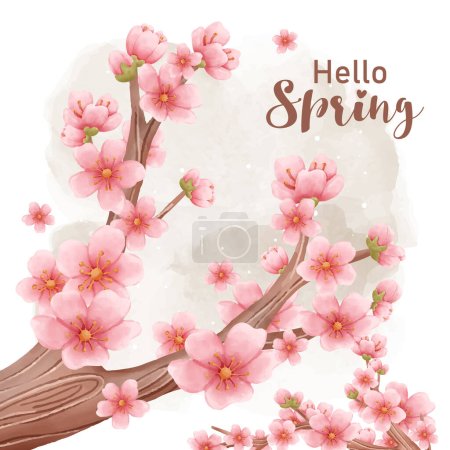 Ilustración de Primavera temática flor de cerezo fondo - Imagen libre de derechos