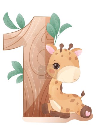 Illustration for Cute number display with wild animals for nursery decoration - Royalty Free Image