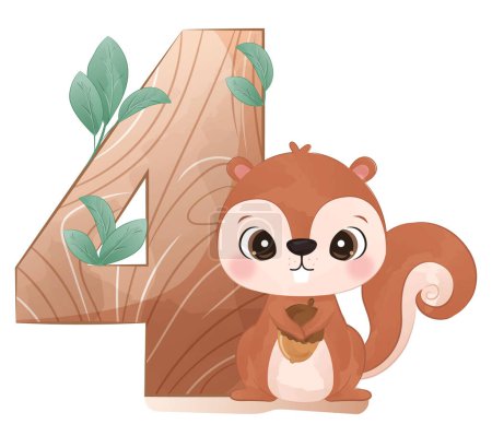 Illustration for Cute number display with wild animals for nursery decoration - Royalty Free Image