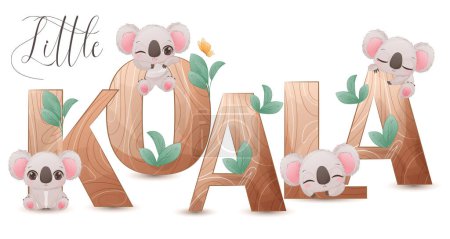 Illustration for Cute wild animals illustration with alphabets - Royalty Free Image