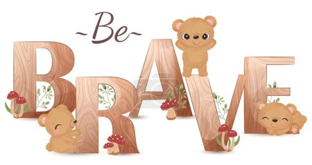 Illustration for Cute wild animals illustration with alphabets - Royalty Free Image