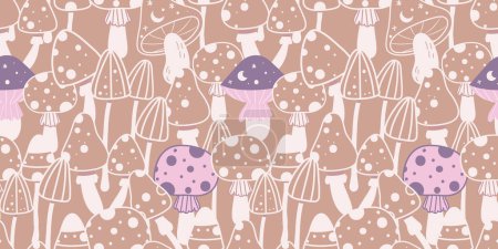Illustration for Mushroom Themed Seamless Patterns - Royalty Free Image