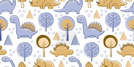 Téléchargez les illustrations : Dinosaures motif sans couture thématique - en licence libre de droit