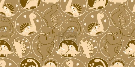 Illustration for Dinosaurs Themed Seamless Pattern - Royalty Free Image