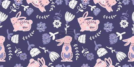 Téléchargez les illustrations : Modèle sans couture de lapin populaire pour les enfants - en licence libre de droit
