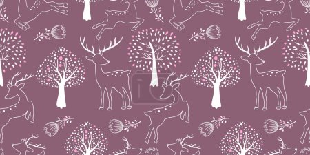 Illustration for Beautiful Folk Reindeer Seamless Pattern - Royalty Free Image