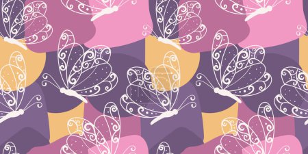 Téléchargez les illustrations : Magnifique modèle sans couture de jardin papillon - en licence libre de droit