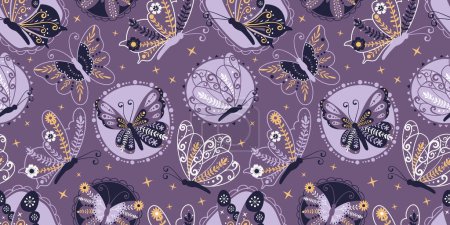 Illustration for Beautiful Butterfly Garden Seamless Pattern - Royalty Free Image