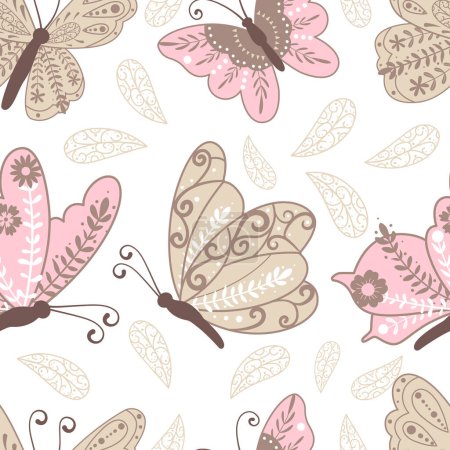 Téléchargez les illustrations : Magnifique motif sans couture papillon - en licence libre de droit