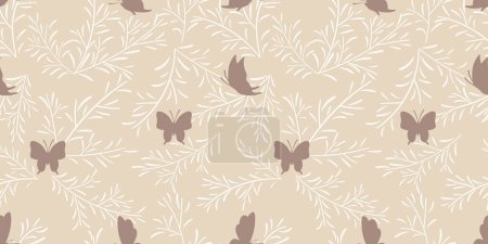 Beautiful Flowers and Butterfly Seamless Pattern