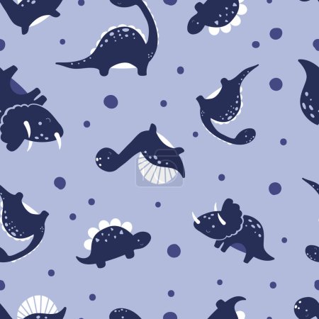 Illustration for Dinosaurs Themed Seamless Patterns - Royalty Free Image