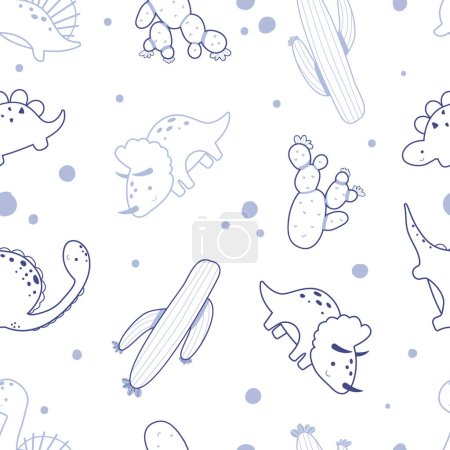 Téléchargez les illustrations : Dinosaures motifs sans couture thématiques - en licence libre de droit