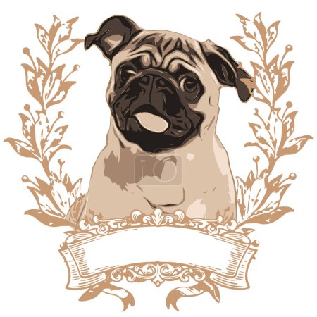 Cute pug dog character illustration