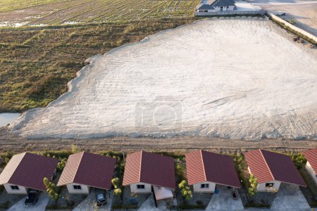 Photo for Land, field and soil backfill in aerial view. Include landscape, home house building, empty or vacant area. Real estate or property for development, construction, sale, buy in Chiang Mai of Thailand. - Royalty Free Image