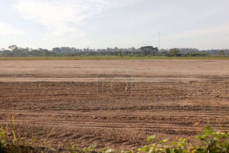 Photo for Land, landscape at evening. Include soil backfill, empty or vacant area at outdoor. Real estate or property for small plot, development, housing subdivision, construction and investment in Chiang Mai. - Royalty Free Image