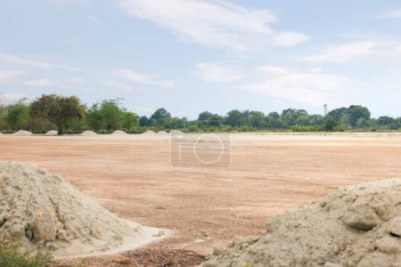 Photo for Land, landscape at evening. Include soil backfill, empty or vacant area at outdoor. Real estate or property for small plot, development, housing subdivision, construction and investment in Chiang Mai. - Royalty Free Image