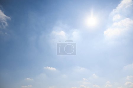 Téléchargez les photos : Beautiful clear sky and cloud at high. Landscape at outdoor include environment, weather, empty space and light of nature. Bright blue color at day in autumn for scene, backdrop and background. - en image libre de droit
