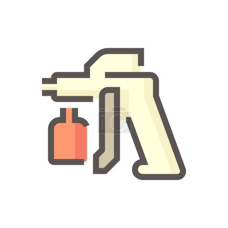Illustration for Spray paint, airbrush gun vector icon. Sprayer kit tool for painter, professional to painting coating on auto car, furniture cabinet, house wall, artwork by pressure of air compressor tank, 48x48 px. - Royalty Free Image