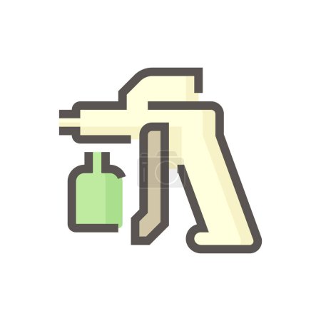 Illustration for Spray paint, airbrush gun vector icon. Sprayer kit tool for painter, professional to painting coating on auto car, furniture cabinet, house wall, artwork by pressure of air compressor tank, 48x48 px. - Royalty Free Image