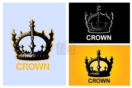 Téléchargez les illustrations : Modèle d'illustration d'icône de logo de couronne - en licence libre de droit